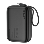 Cargador Acteck Powerbank Plug Max PG80 20000 mAh USBC cable integrado 225 W compacto ligero negro