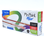 Bolígrafo Azor Pin Point Flow 1.0 mm color rojo c/12 pzas