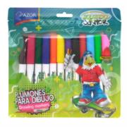 Marcador Aquarelo Junior Punta Fina Colores Surtidos Estuche C/12 Pzas