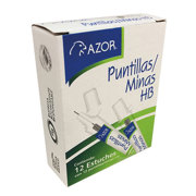 Puntillas Azor HB 0.5mm Caja C/12 Tubos C/12 Puntillas C/U
