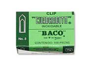 Clip Baco Cuadradito #3 Niquelado Paquete c/10 Cajas c/100 Clips c/u