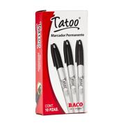 Marcador Baco Tatoo Permanente Punto Fino Color Negro C/10 Pzas
