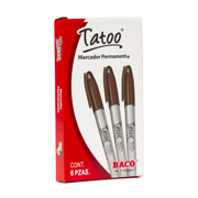 MARCADOR PERM TATOO P/FINO CAFE CAJA C/6