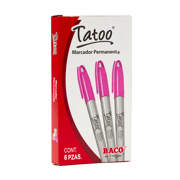 MARCADOR PERM TATOO P/FINO ROSA FUCSIA CAJA C/6