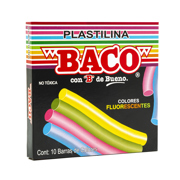 PLASTILINA FLUORECENTE BACO CAJA C/10 BARRITAS