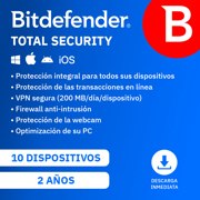 Licencia Antivirus Bitdefender ESD Total Security MD 2 Años 10 Usuarios