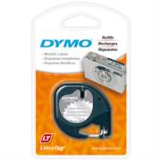 Cinta Etiquetadora Dymo Negro Sobre Gris Metalico 1/2"