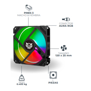 Ventilador Balam Rush Eolox Blaze EX70 120mm ARGB diseño cuadrado 1200 RPM 3 pines Rainbow negro