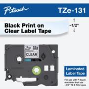 Cinta Laminada Brother Estandar Texto negro sobre cinta transparente de 12mm x 8m