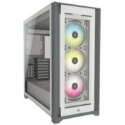 Gabinete Corsair ICUE 5000X RGB Media Torre EATX ATX mATX ITX Cristal Templado Color Blanco 3xFan RGB Sin Fuente