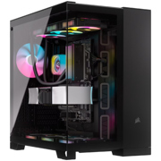 Gabinete Corsair iCUE Link 6500X Mid Tower ATX mATX ITX Cristal Templado Pecera 3xFan RGB Negro Sin Fuente