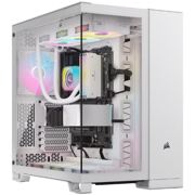 Gabinete Corsair iCUE Link 6500X Mid Tower ATX mATX ITX Cristal Templado Pecera 3xFan RGB Blanco Sin Fuente