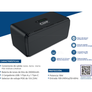 Mini UPS CDP 20000 mAh Capacidad de 18 Watts con Salida Universal