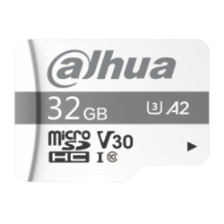 Memoria Micro SD DAHUA de 32 GB  Velocidad de Lectura 100 MB  Velocidad de Escritura de 80 MB  Especializada para Videovigilancia UHS-I C10  U3  V30 A2