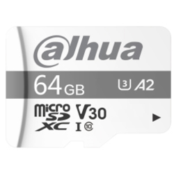 Memoria Micro SD DAHUA 64GB  Velocidad Lectura-Escritura 100/38MB para Videovigilancia UHS-I C10/ U3/V30/A2