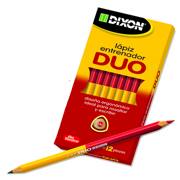 Lapiz dúo DIXON grafito/rojo triangular caja c/12 lapices