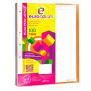 Hojas de repuesto para carpeta EUROCOLORS punteadas con margen de colores Paq c/100 hojas