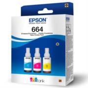 Tinta Epson T664 Pack 3 Pzas Colores Cian/Magenta/Amarillo