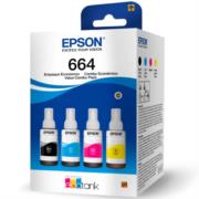 Tinta Epson T664 Pack 4 Pzas Colores Negro/Cian/Magenta/Amarillo