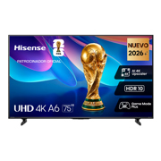 Televisor Hisense 75 inch A60SR Smart TV Roku OS 14. 4K Resolución 3840 x 2160