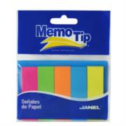 Banderitas Janel Memo Tip Señales de Papel 1.5cmx5cm Colores Neón C/50 Bolsas