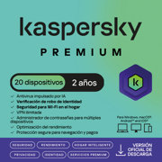 Licencia Antivirus ESD Kaspersky Premium 2 Años 20 Dispositivos 10 Cuentas KPM