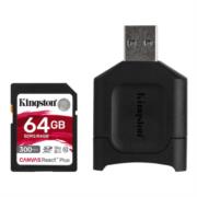 Memoria Micro SD Kingston Canvas React Plus 64 GB UHS-II con Lector SD