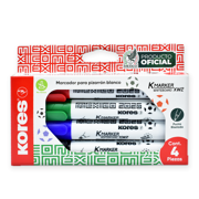 Marcador para pintarrón Kores estuche c/4 colores Selección Mexicana