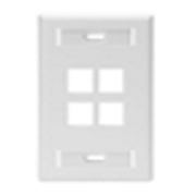 Placa Leviton quickport sencilla con ventanillas de identificacion 4 puertos blanco