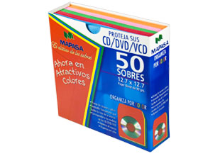 SOBRE MAPASA CD ARCOIRIS 12.7X12.7 C/50PZS