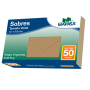 Sobre social visita Mapasa kraft de 6.1 × 9.5 cm 90 g paquete con 50 sobres