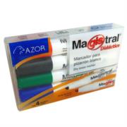 Marcador Magistral Didáctico Pizarrón Blanco Colores Surtidos C/4 Pzas