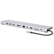 Docking Manhattan USB-C 11 Puertos HDMI/Mini DP/VGA USB-C PD/3xUSBv3.2 Red/Audio/SD/micro SD