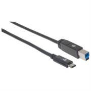 Cable Manhattan Dispositivos USB-C 3.1 Súper Velocidad 2m Color Negro
