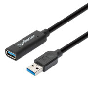 Cable Manhattan USB V3.2 Ext. Tipo A  5.0M Negro 5Gbps