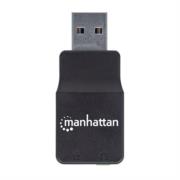 Adaptador Manhattan Sonido Estéreo USB Alta Velocidad a Puertos 3.5mm Color Negro