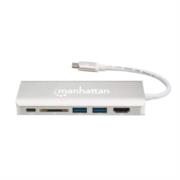Dock Manhattan Replicador Puertos USB Tipo-C 6 en 1 HDMI/RJ45/USB