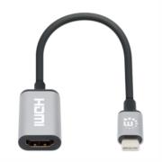 Adaptador Manhattan USB-C a HDMI 4K-60Hz Aluminio Color Negro