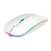 Mouse Nextep Inalámbrico Recargable Delgado/Silencioso RGB 1600 dpi Color Blanco