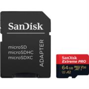Memoria Micro SD SanDisk Extreme Pro 64GB Micro SDHC UHS-I Clase 10 V30 C/Adaptador Color Negro Rojo SDSQXCY-064G-GN6MA