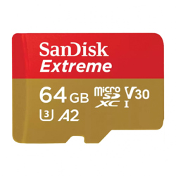 Memoria Micro SD Extreme SanDisk64GB SDXC UHS-I Clase 10 C/Adaptador Rojo/Dorado SDSQXAH-064G-GN6MA