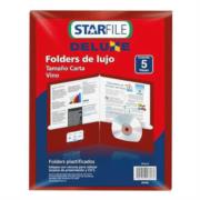Folder Deluxe StarFile Plastificado Tamaño Carta Color Vino 23.5 x 29.5 cm C/5 Piezas