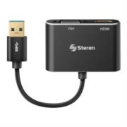 Adaptador Steren USB 3.0 a HDMI/VGA Color Negro