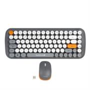 Kit Teclado y Mouse TechZone Inalámbrico Ergonómico Retro Plug-Play 85 Teclas Win/Mac Mouse Óptico USB 3 Botones 1200dpi