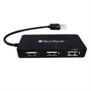 Hub TechZone 4 Puertos USB 2.0 Color Negro