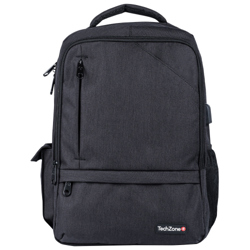 Backpack TechZone Loud Negro porta Laptop 15 6 conector USB Externo Cierre Metalico Autoderrapables