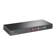 Switch TP-Link no administrable de 16 puertos 10/100Mbps y 2 puertos Gigabit con 16 puertos PoE+
