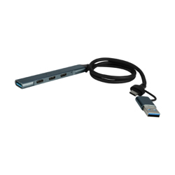Concentrador Hub Vorago HU-205 Slim 3 Tipo C + 1USB 3.0 Adaptador C y USB
