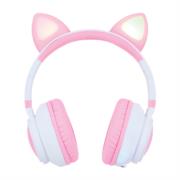 Diadema Vorago HPB-300K Bluetooth 3.5mm Rosa/Blanco Kitten RGB 6Horas