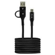 Cable Vorago CAB-126 Tipo C a Tipo C con Adaptador a USB-A 60W Carga Rápida 1m Color Negro